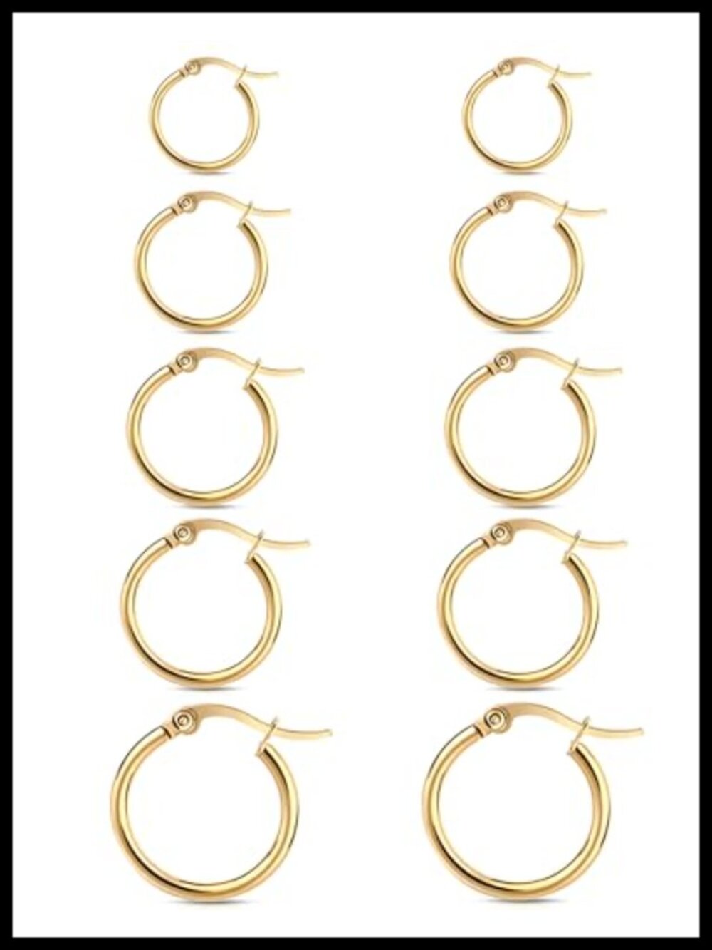 5 Pairs Hoop Earrings Stainless Steel Huggie Hoops Latch Back